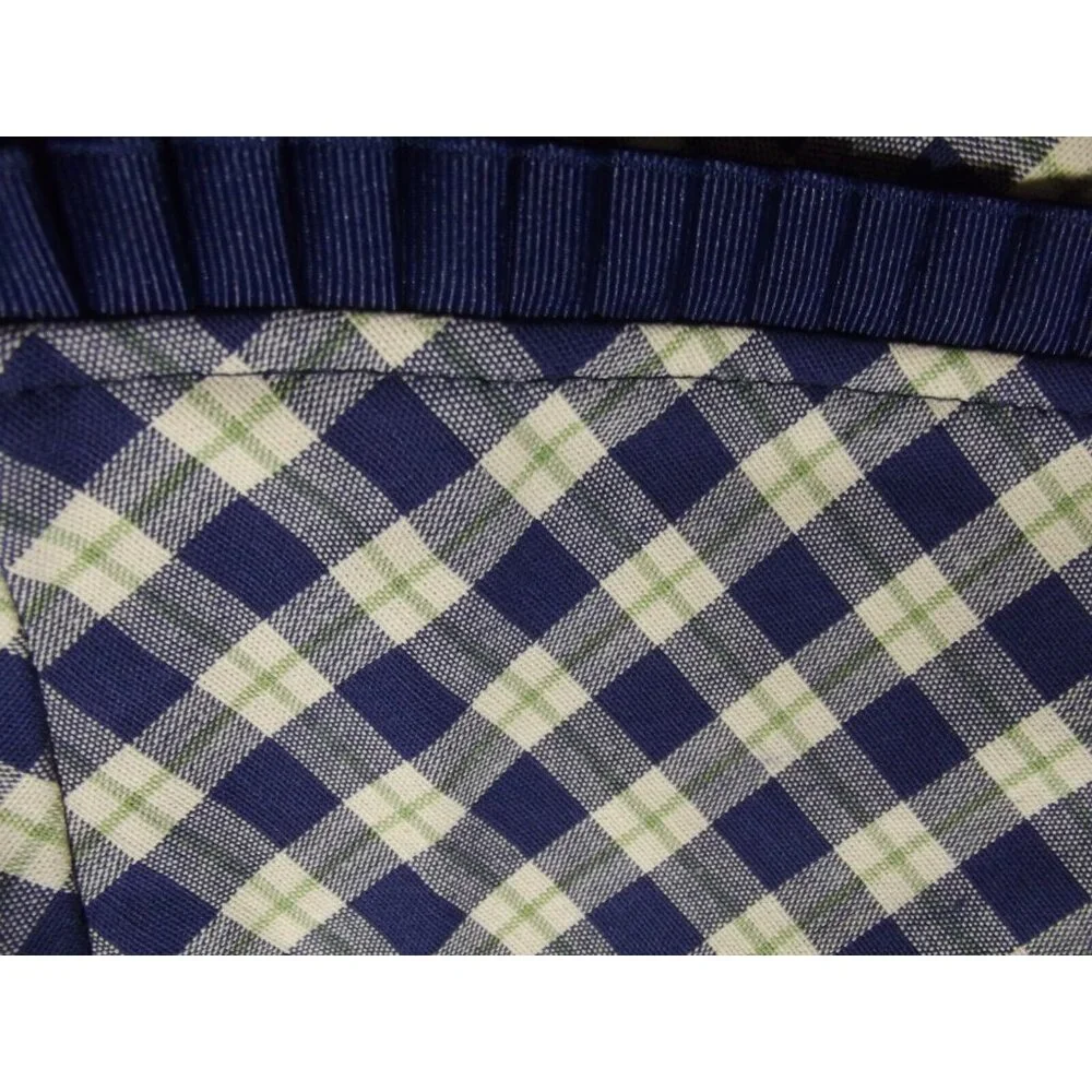 Longaberger Navy and Cream Plaid Fabric Basket Liner